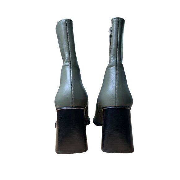 Alohas‎ Womens South Leather Square Toe Block Heel Ankle Boots EU 42 US 11 Green - Picture 3 of 14